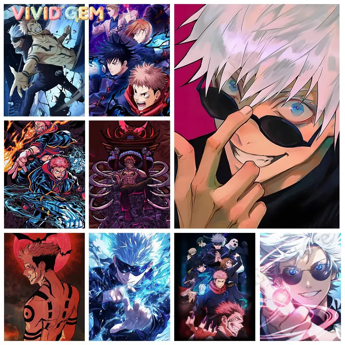 Photo Mosaic Print - VIVID GEM Lukisan Berlian Jujutsu Kaisen