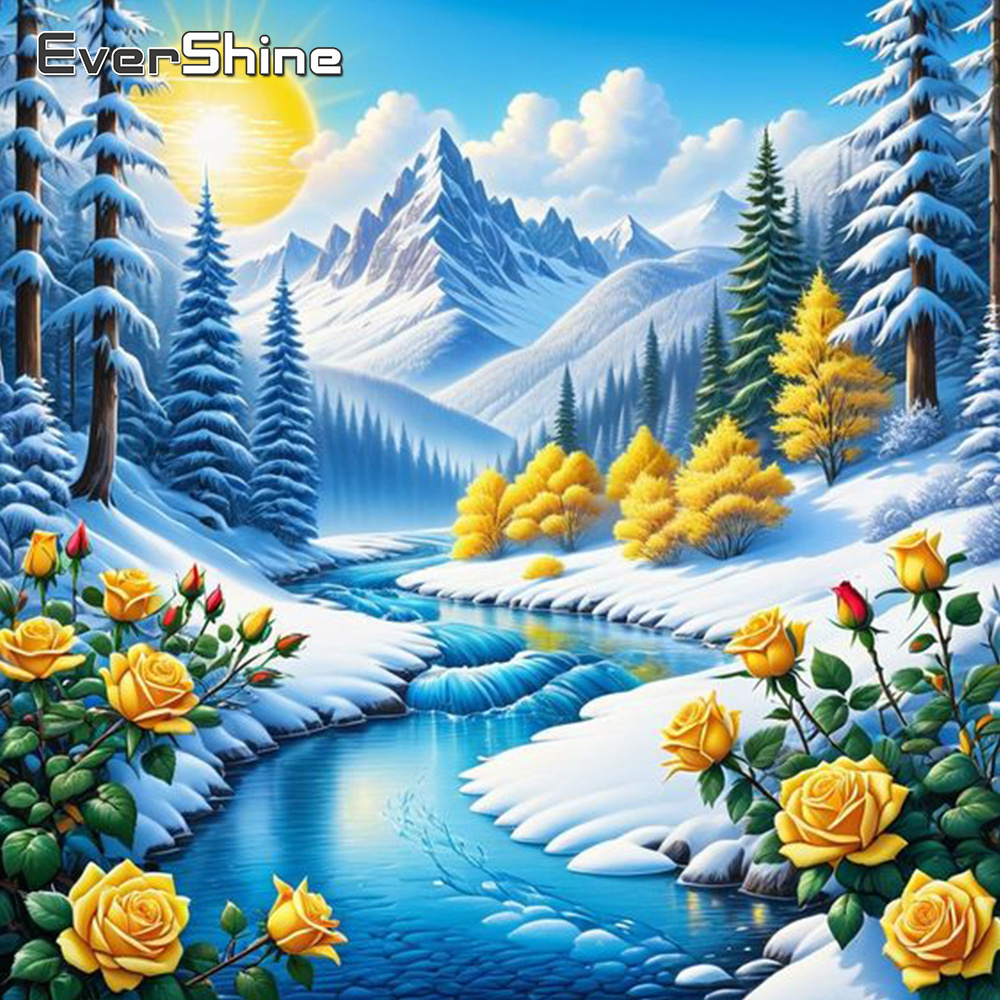 Photo Mosaic Print - Evershine Sungai lukisan berlian pemandangan keluaran