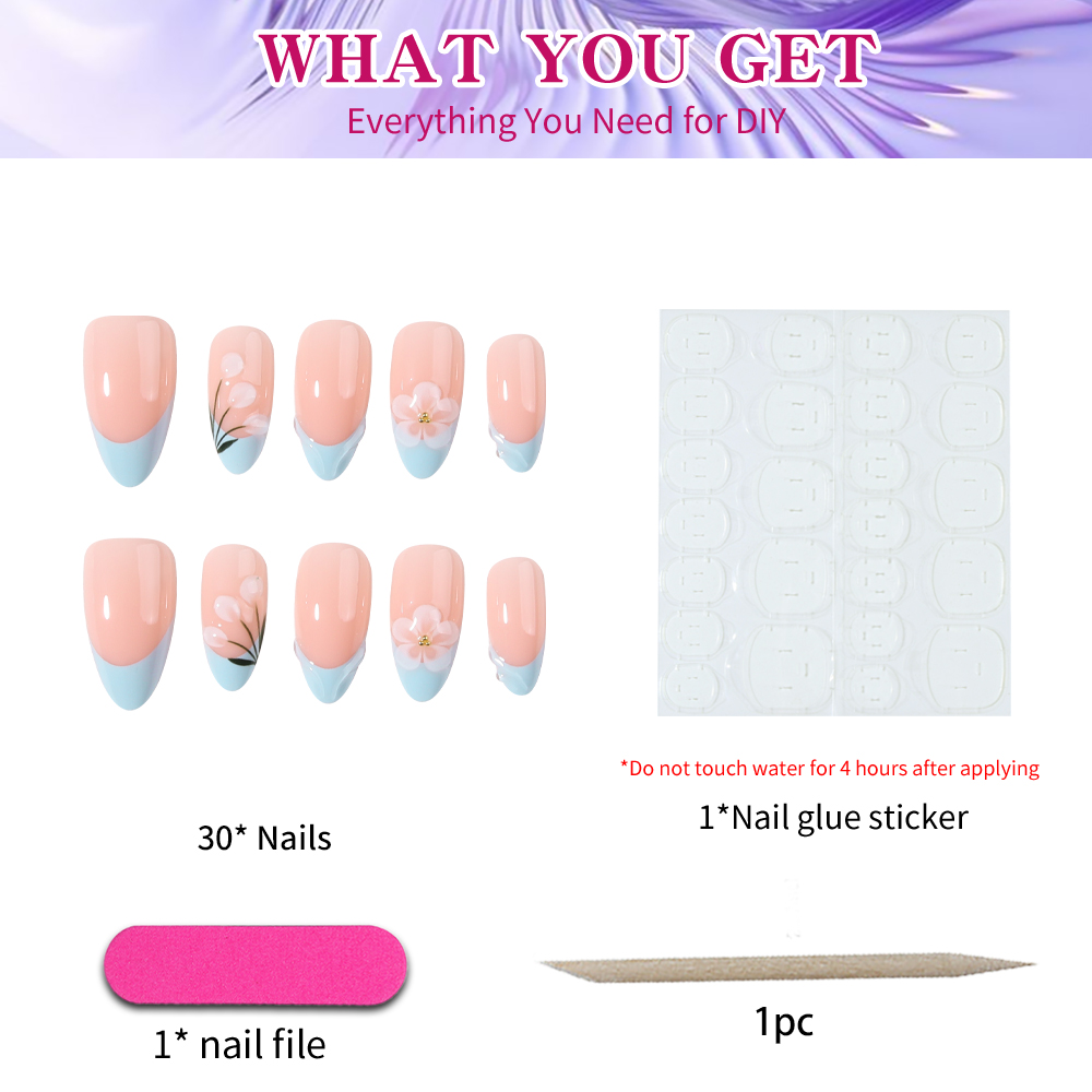 30 buah stiker kuku berbentuk  - Pressed Flower Art ulasan dan harga