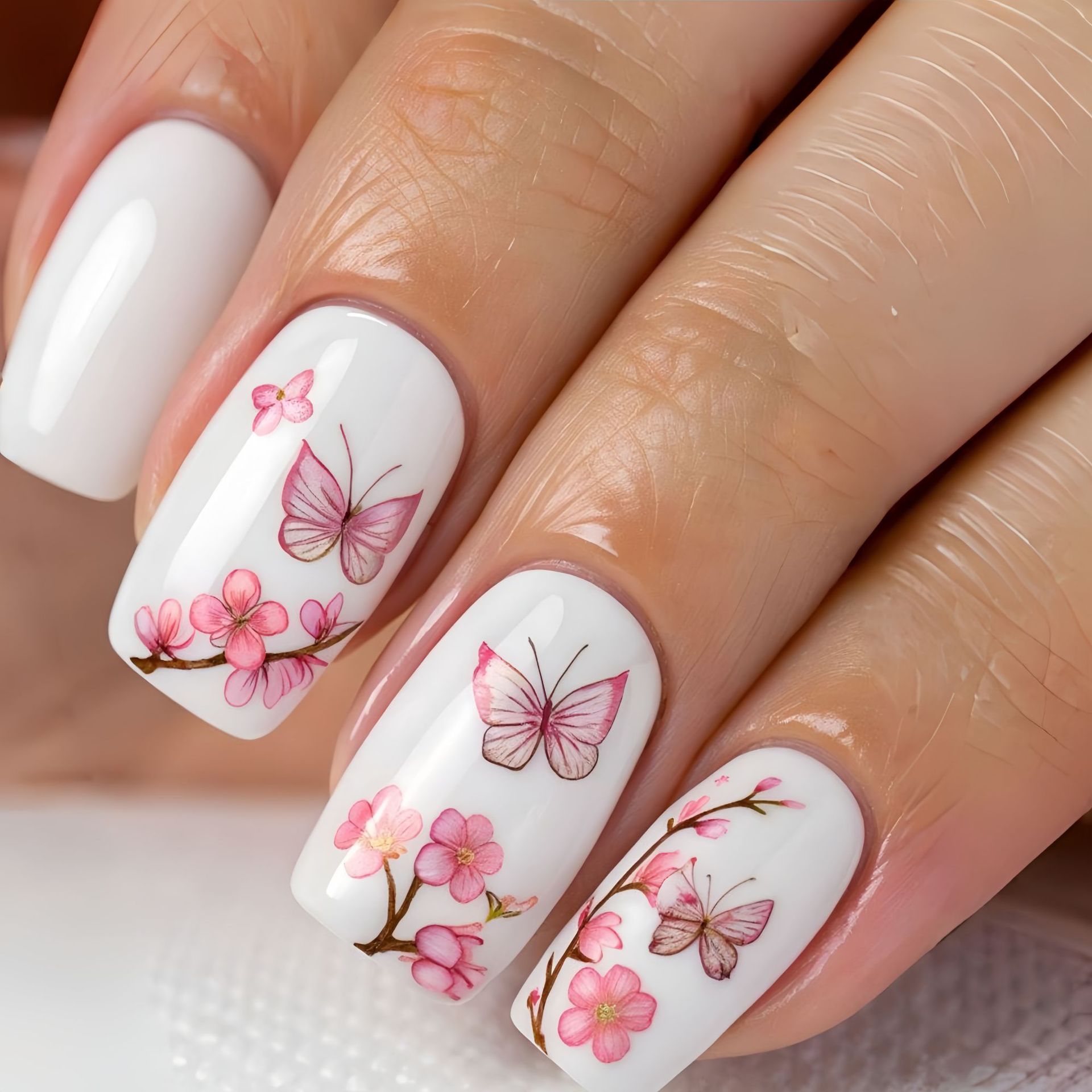 Kuku Palsu Sedang untuk Wanita - Pressed Flower Art ulasan dan harga