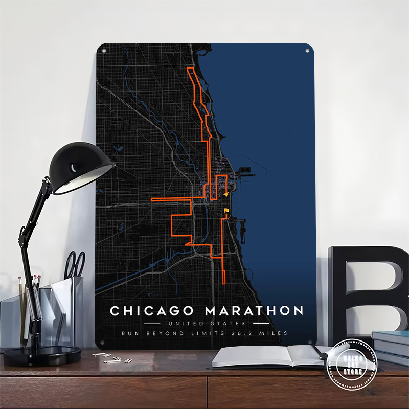 Peta Rute Marathon Chicago Pos - Custom Map Poster ulasan dan harga