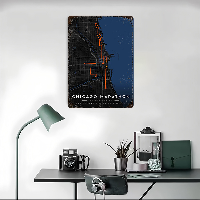 Peta Rute Marathon Chicago Pos - Custom Map Poster ulasan dan harga