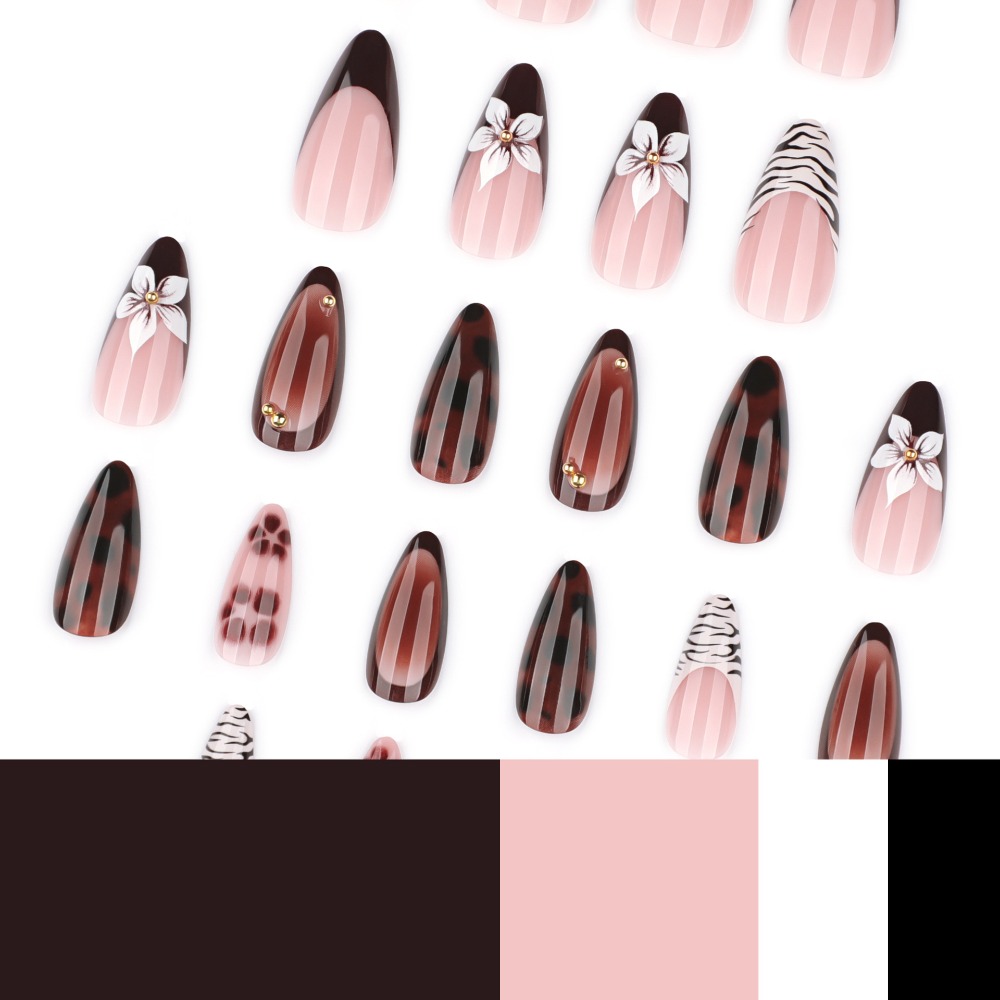 24pcs Kuku Palsu French Tip Co - Pressed Flower Art ulasan dan harga